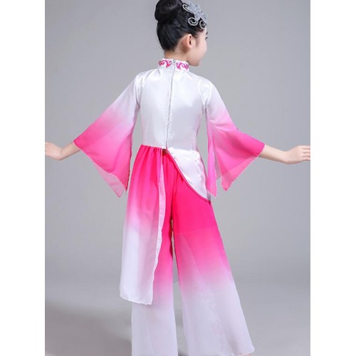 Girls chinese folk dance costumes for kids children anime fairy drama photos cosplay fuchsia royal blue ancient traditional dancing dresses